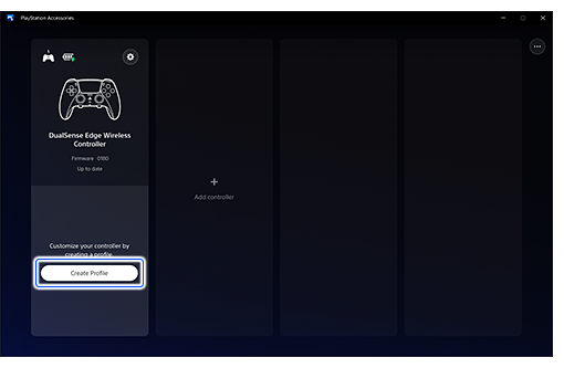 Layar yang menampilkan wireless controller DualSense Edge yang tersambung