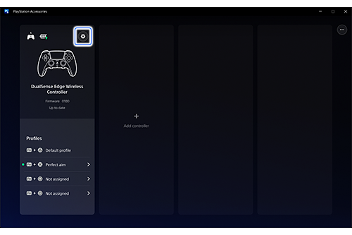 Screen showing connected DualSense Edge wireless controller.